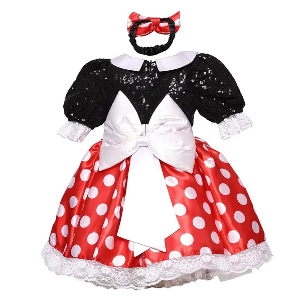 Multicolor_Mini_Mouse_Sequenced_Round_Neck_Dress_For_Girls
