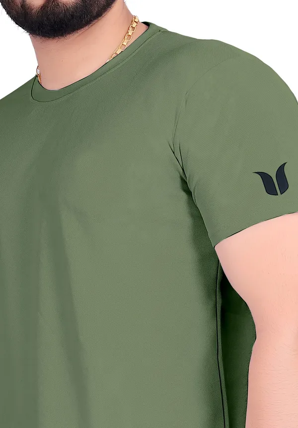 Men_Solid_Round_Neck_green_T-Shirt
