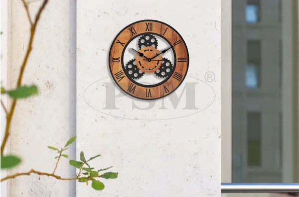 LASER_CUT_WOODEN_WALL_CLOCK_BLACK_IVORY__INCH_ROUND_PSM_1114_A
