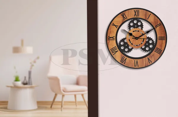 LASER_CUT_WOODEN_WALL_CLOCK_BLACK_IVORY__INCH_ROUND_PSM_1114_A