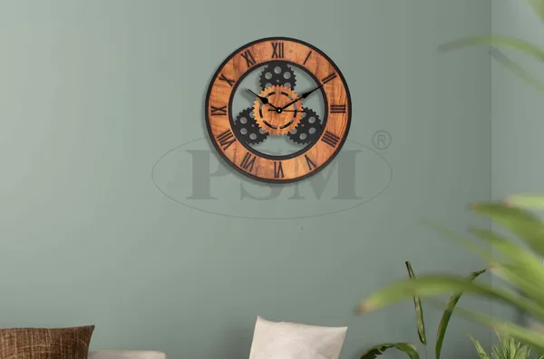 LASER_CUT_WOODEN_WALL_CLOCK_BLACK_IVORY__INCH_ROUND_PSM_1114_A