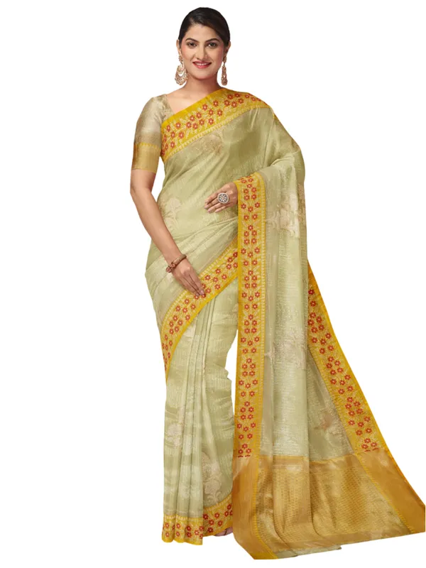 Beige_Cotton_Blend_Banarasi_Sarees_For_Women