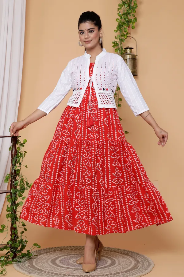 Maternity_Wear_Red_Bandhej_Printed_AnarkaliAnarkali_Kurta/Gown_With_Schiffli_Jacket
