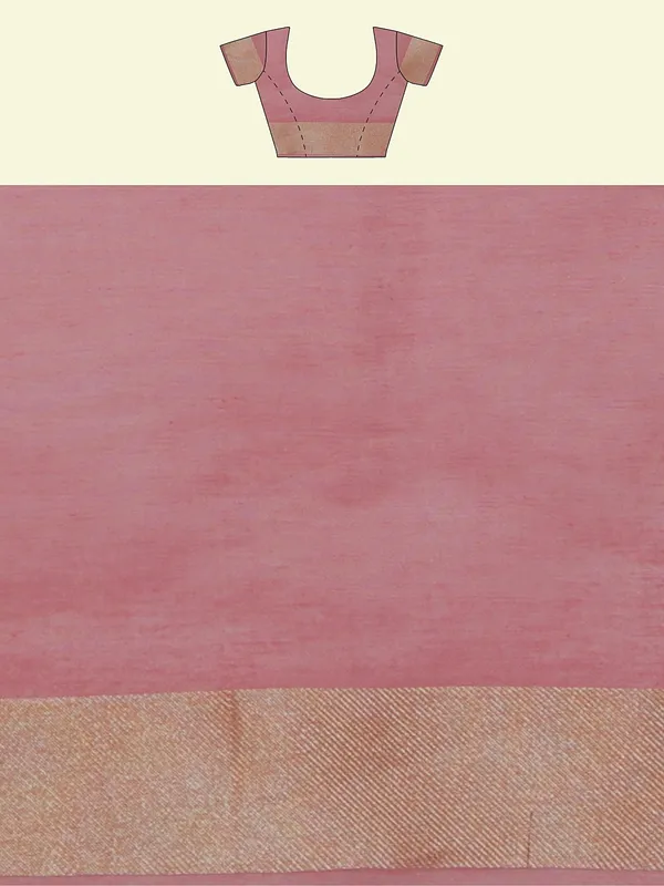 Peach_Cotton_Blend_Banarasi_Sarees_For_Women