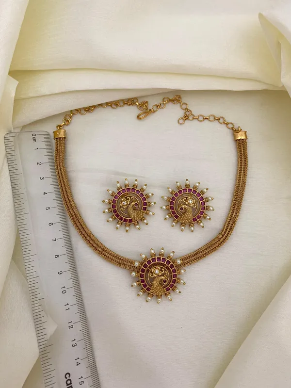 Trendy_kemp_Peacock_Pendant_Chain_style_Necklace_set