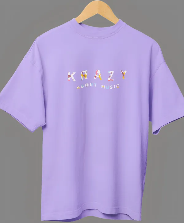 TOFFTEES_Premium_Lavender_Oversized_Krazy_About_Music_Half_Sleeves_T-shirt_For__Men_|_French_Terry_Fabric__(220_GSM)