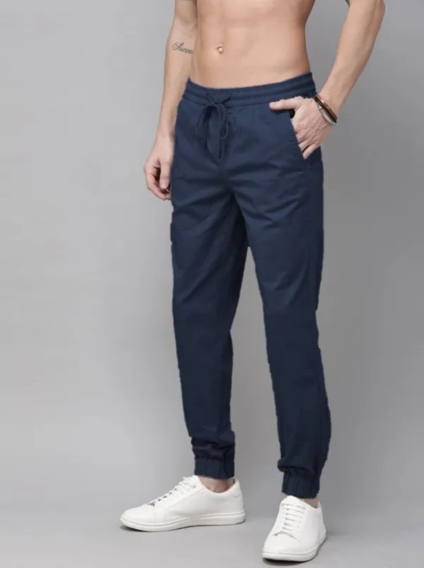 Dark_Blue_Cotton_Blend_Premium_Solid_Joggers_For_Men