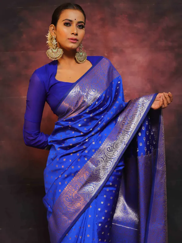 Light_Blue__Woven_Jacquard__Saree_With_Unstitched_Blouse
