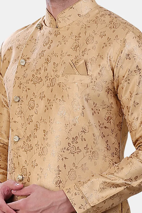 Floral_Print_Gold_Jacquard_Sherwani_With_Heram_Pant
