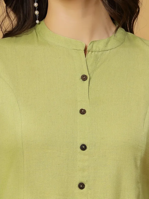 Light_Green_Cotton_Solid_Regular_A-line_Kurta