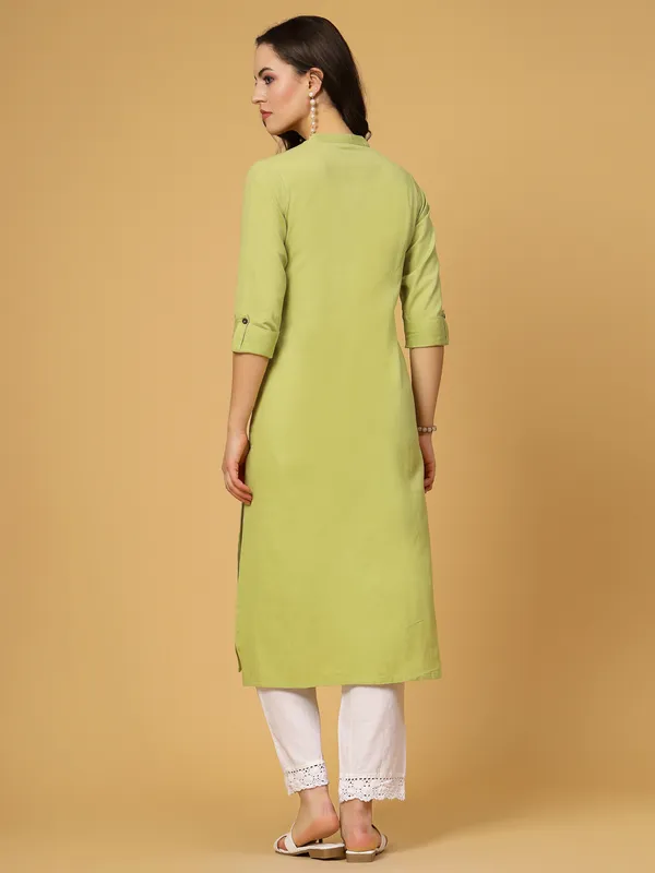 Light_Green_Cotton_Solid_Regular_A-line_Kurta