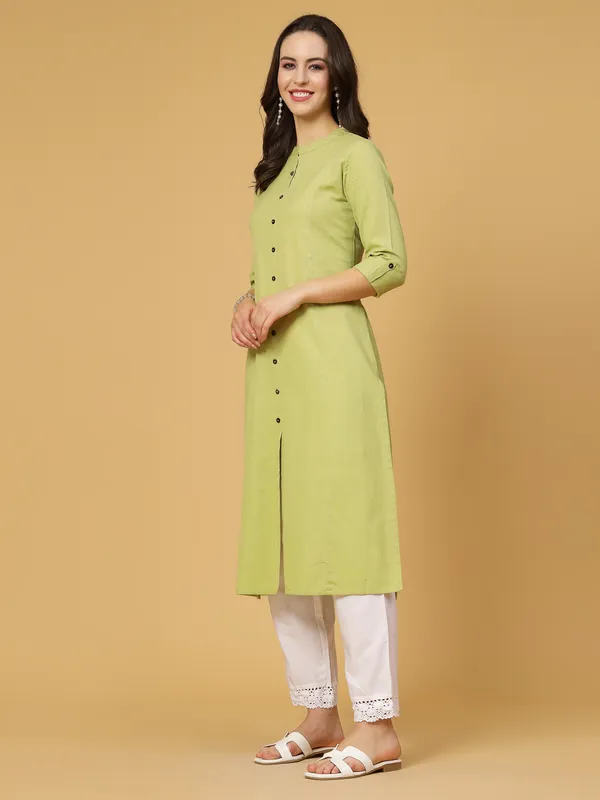 Light_Green_Cotton_Solid_Regular_A-line_Kurta