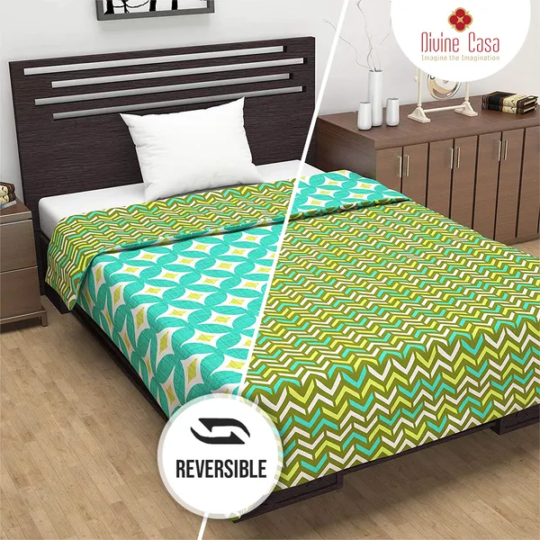 Geometric_Single_Dohar_for_AC_Room_(Polyester,_Green_and_Yellow)