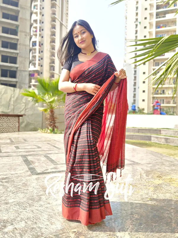 Black_&_Red_Begampuri_Cotton_Saree-Saawariya