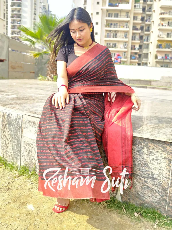 Black_&_Red_Begampuri_Cotton_Saree-Saawariya