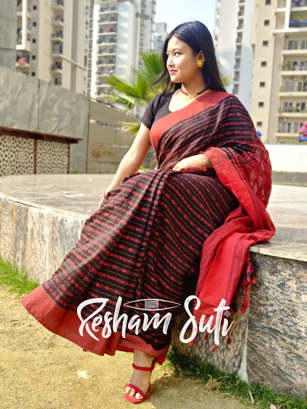 Black_&_Red_Begampuri_Cotton_Saree-Saawariya