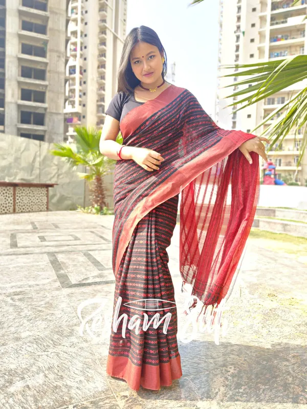 Black_&_Red_Begampuri_Cotton_Saree-Saawariya