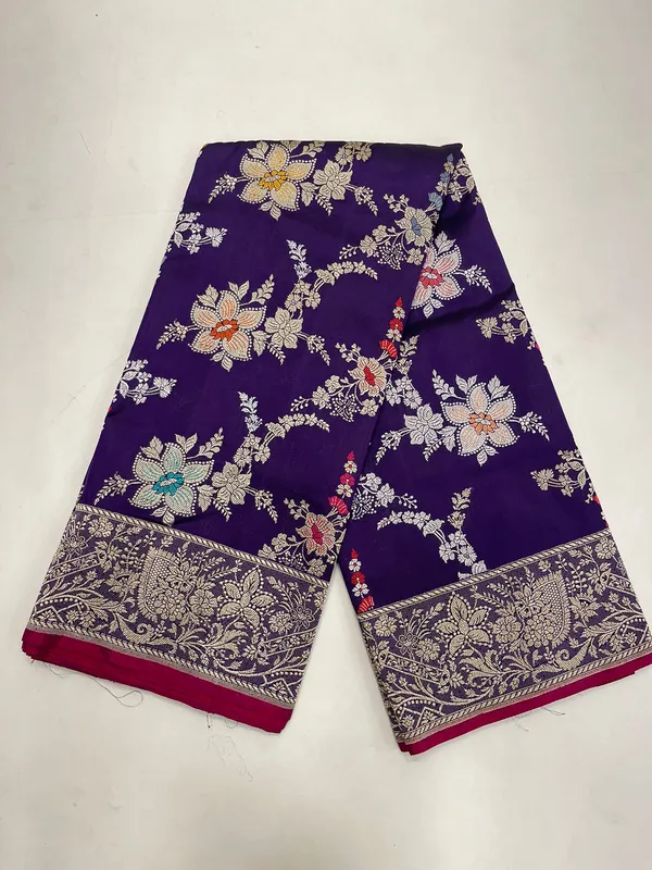 Humairah_Pure_Handloom_Navy_Blue_Katan_Silk_Kadhwa_Tilfi_Multi_Mina_Jungla_Zari_Jaal_with_Navy_Blue_Stripe_Blouse