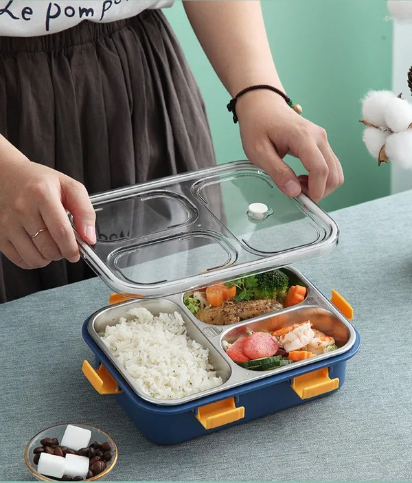 Grey_3-Compartment_Triple_Grid_Insulated_Steel_Lunch_Box_-_750_Ml