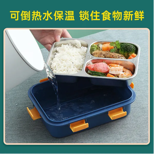 Grey_3-Compartment_Triple_Grid_Insulated_Steel_Lunch_Box_-_750_Ml