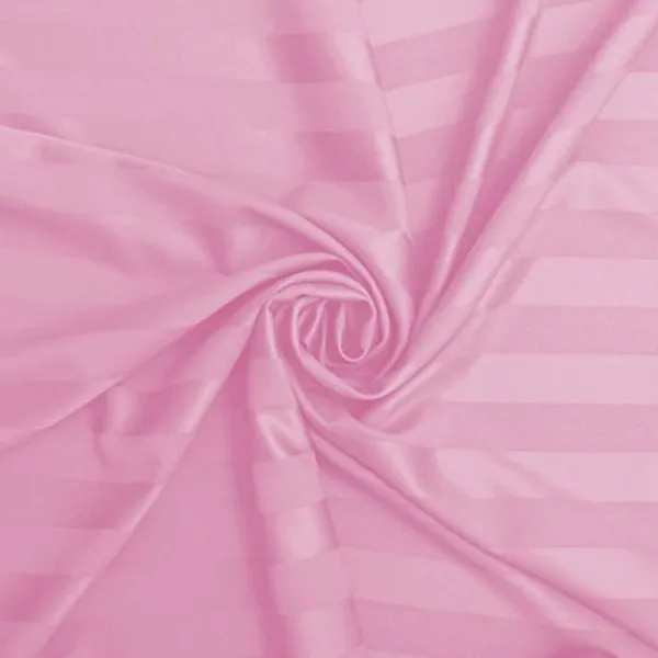 220TC_Cotton_Satin_Glace_Stripes/Lining_Flat_Bedsheet_for_Double_Bed_with_Two_Pillow_Covers_for_Home,_Hotels,_Guest_House_(King_Size)_-_90x100_Inches_-_PINK