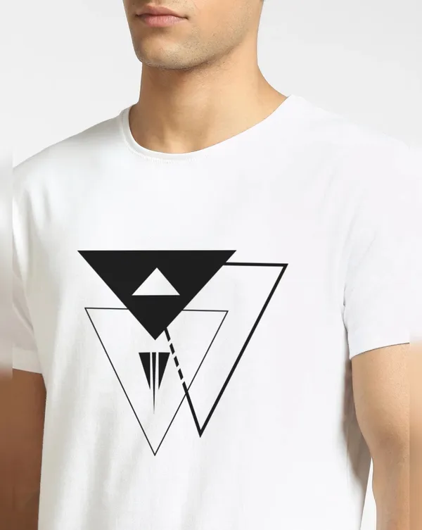 White_Geometric_Printed_Half_Sleeve_Cotton_T-Shirt_For_Men