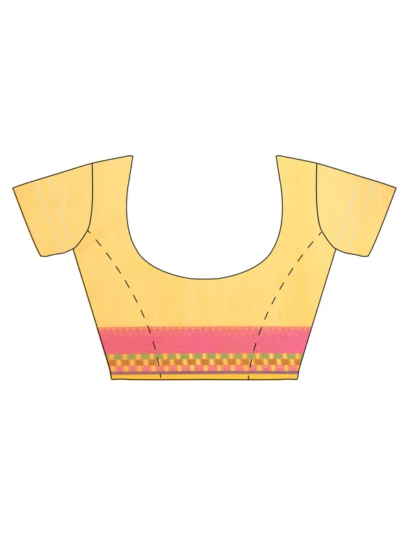 Yellow_Cotton_Blend_Banarasi_Sarees_For_Women