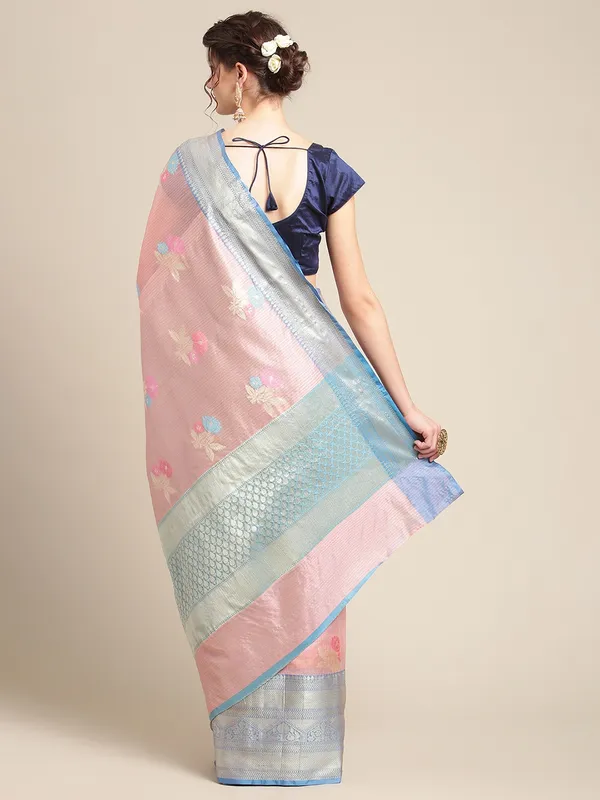 Pink_Mulberry_Silk/Silk_Blend_Banarasi_Sarees_For_Women
