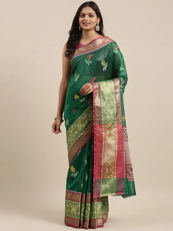 Green_Art_Silk_Banarasi_Sarees_For_Women