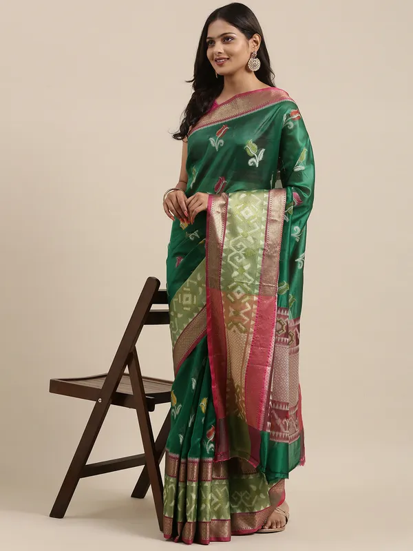 Green_Art_Silk_Banarasi_Sarees_For_Women