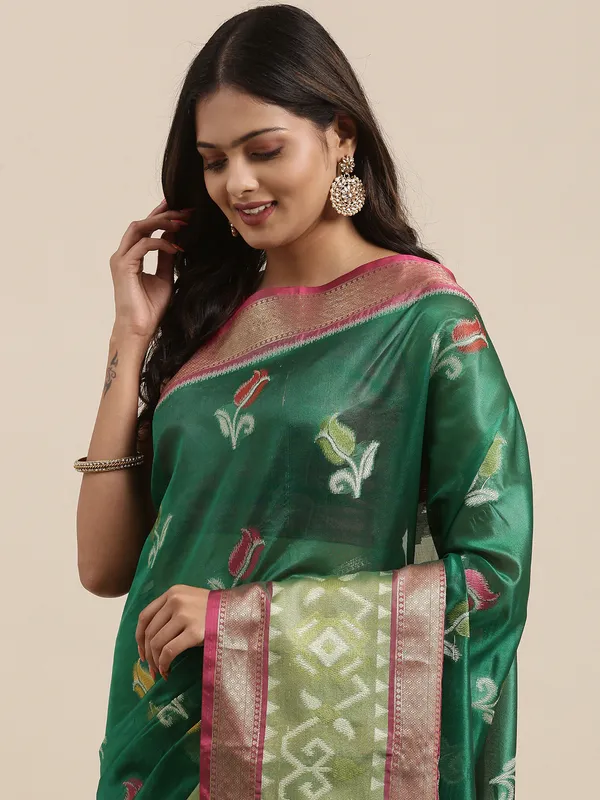 Green_Art_Silk_Banarasi_Sarees_For_Women