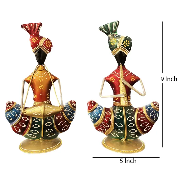 Metal__Multicolour__Musician_Table_Decor_Showpiece_Set_Of_2