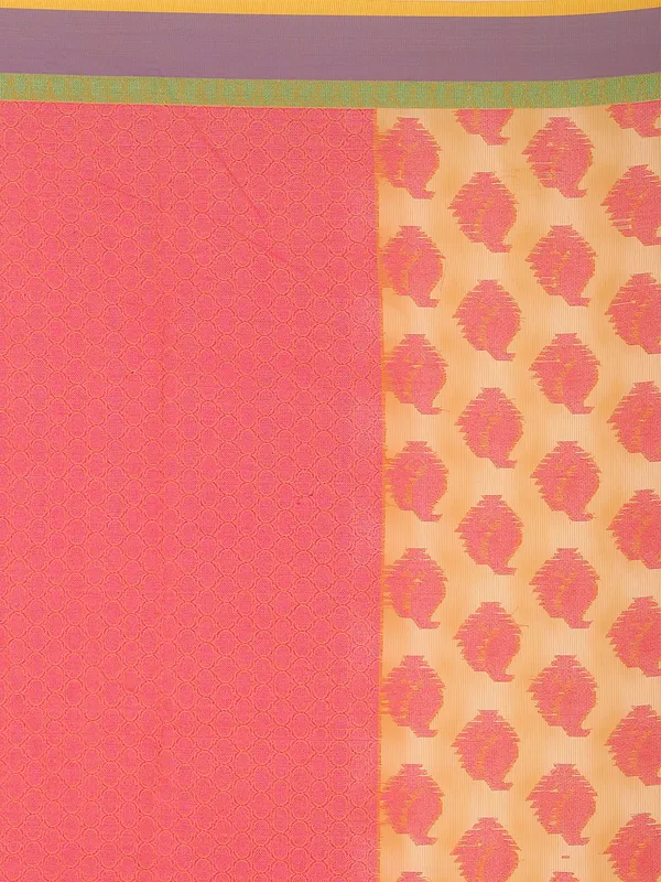 Orange_Cotton_Blend_Banarasi_Sarees_For_Women