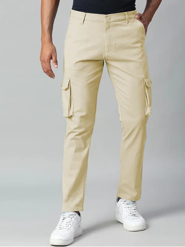 Off_White_Cotton_Blend_Premium_Solid_Cargo_For_Men