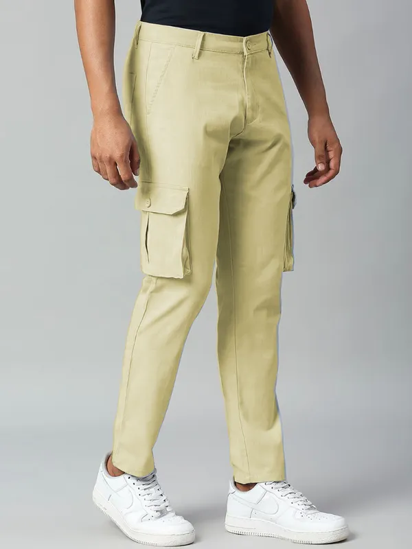 Off_White_Cotton_Blend_Premium_Solid_Cargo_For_Men