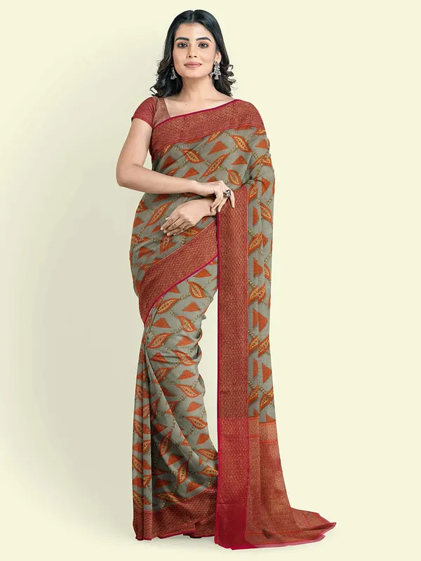 Sea_Green_Cotton_Blend_Banarasi_Sarees_For_Women