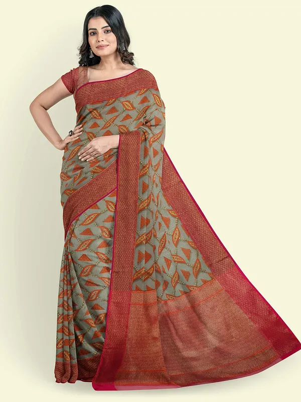 Sea_Green_Cotton_Blend_Banarasi_Sarees_For_Women