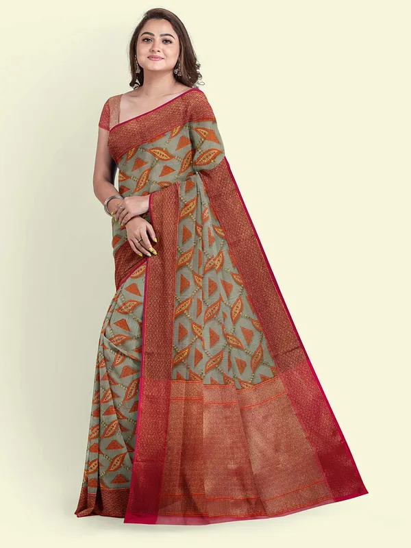 Sea_Green_Cotton_Blend_Banarasi_Sarees_For_Women