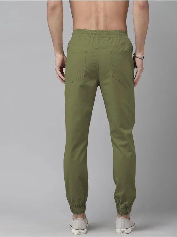 Olive_Green_Cotton_Blend_Solid_Mens _slim_fit_Joggers
