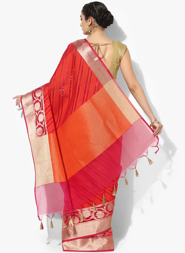 Red_Silk_Blend_Banarasi_Sarees_For_Women