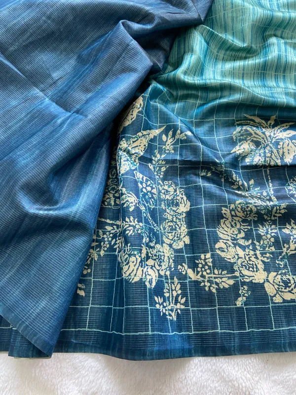 Soft_Tussar_Silk_sarees_with_Beautiful_Print_With_Attractive_Zari_Line_Saree_And_Print_Blouse_With_Tassels