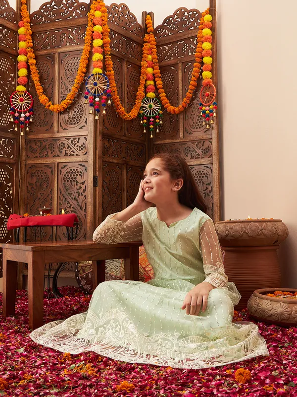 Green__Dress_for_Girl_|_Fit_And_Flare