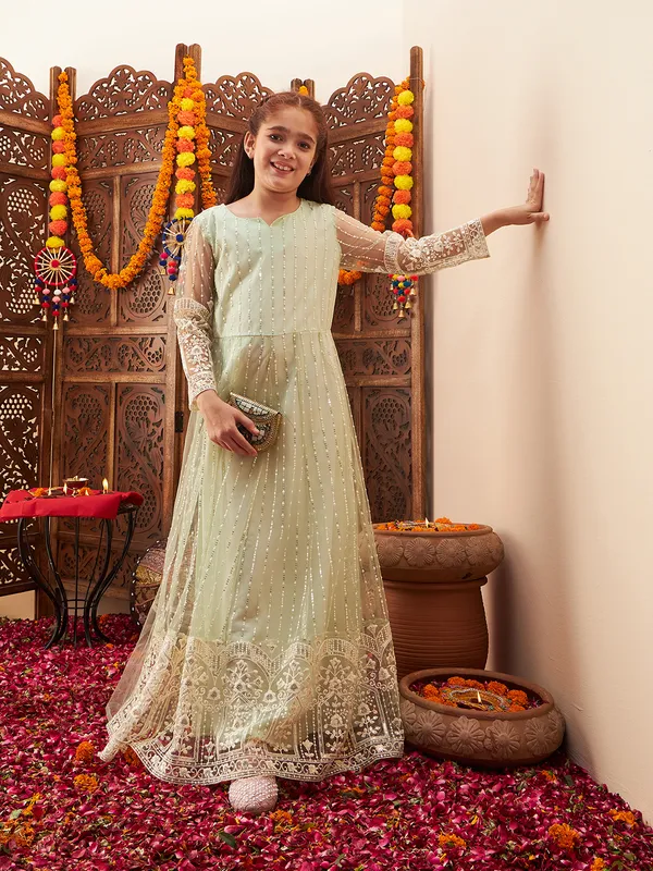 Green__Dress_for_Girl_|_Fit_And_Flare