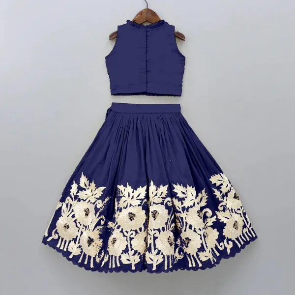 Blue_Cotton_Embroidered_Ethnic_Wear_Lehenga_Choli_For_Girls