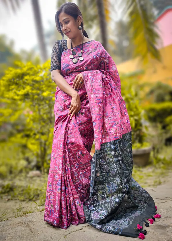 Pink_Printed_Bollywood_Pure_Silk_Saree