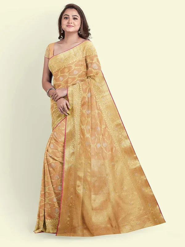 Beige_Cotton_Silk_Banarasi_Sarees_For_Women