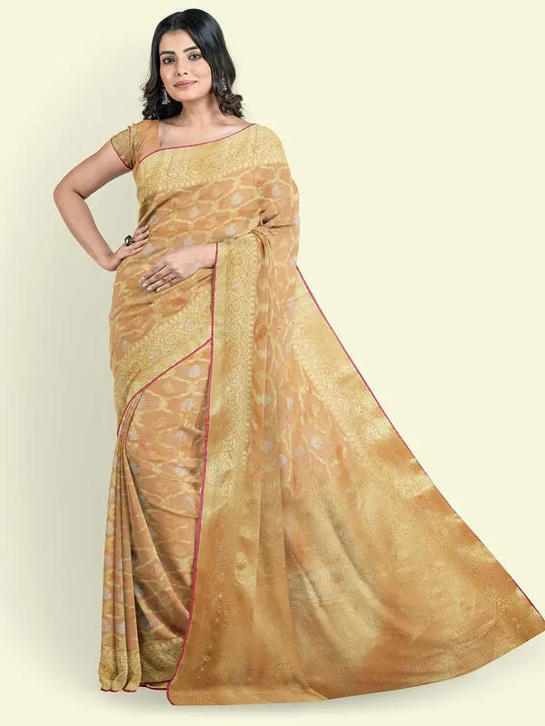 Beige_Cotton_Silk_Banarasi_Sarees_For_Women