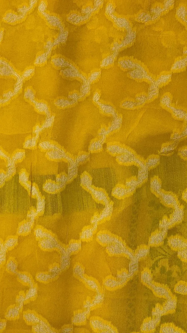 Humairah_Presents_Pure_Handloom_Yellow_Chiffon_Gold_Zari_Jaal_with_Floral_Mina_Jaal_Anchal_and_Tilfi_Zari_Border_with_Yellow_Blouse