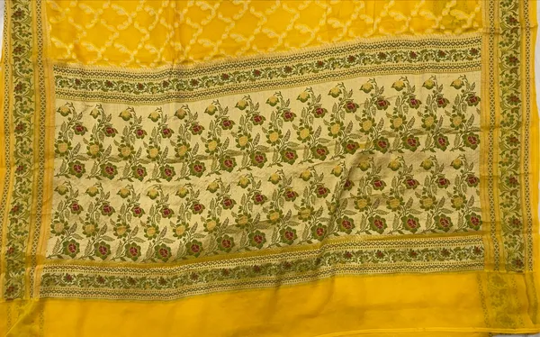 Humairah_Presents_Pure_Handloom_Yellow_Chiffon_Gold_Zari_Jaal_with_Floral_Mina_Jaal_Anchal_and_Tilfi_Zari_Border_with_Yellow_Blouse