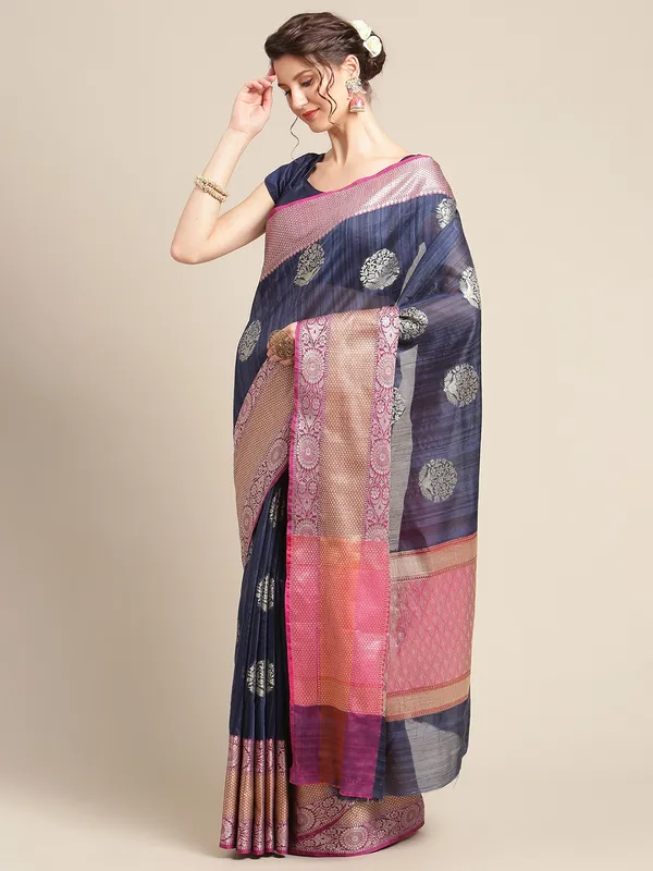 Brown_Matka_Silk/Silk_Blend_Banarasi_Sarees_For_Women